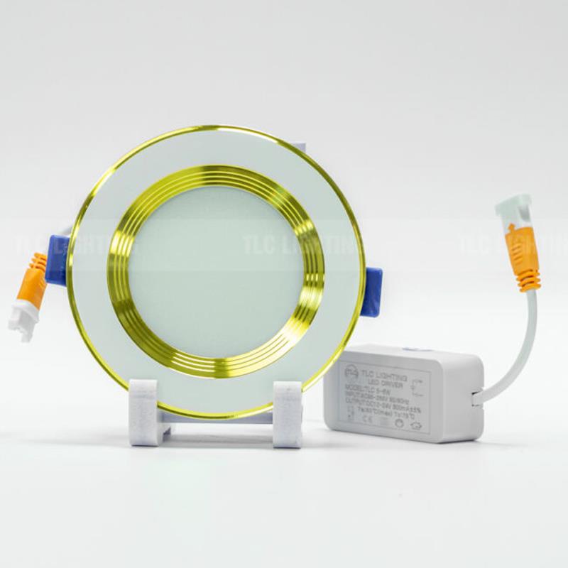 Đèn Led âm trần TLC 9W Chống chói - Viền Vàng