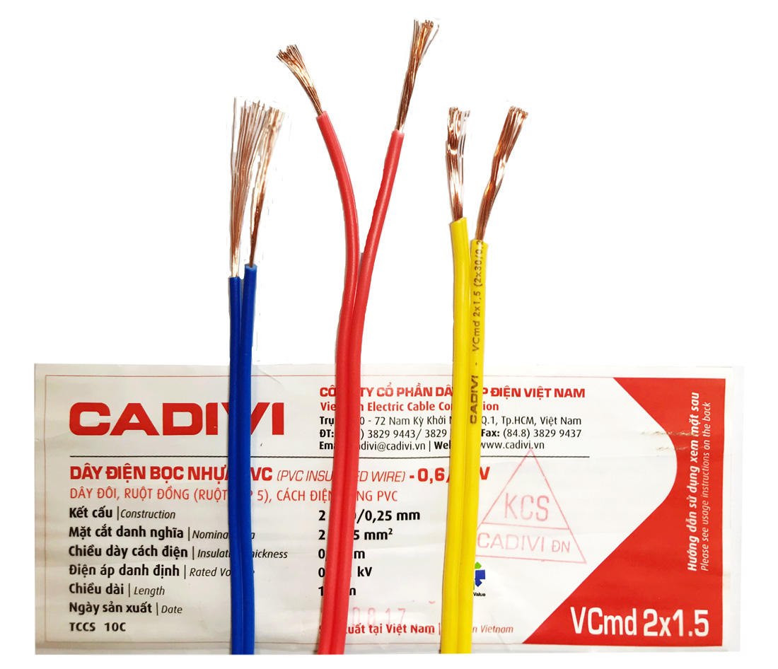 VCmd Cadivi - Dây điện đôi ruột đồng mềm vỏ nhựa  