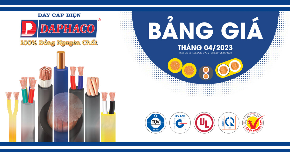 Bảng giá Catalogue Cáp Điện Daphaco 2023