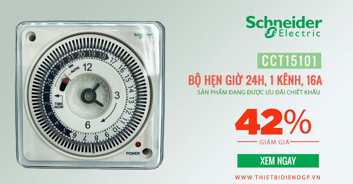 Chiết khấu 42% Sản phẩm Bộ hẹn giờ 24h Schneider 16A CCT15101