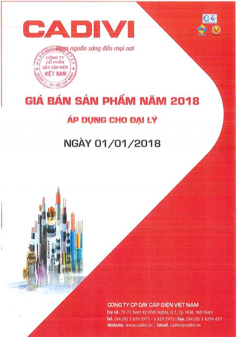 Bảng Giá Cadivi 2018 (bản đầy đủ)