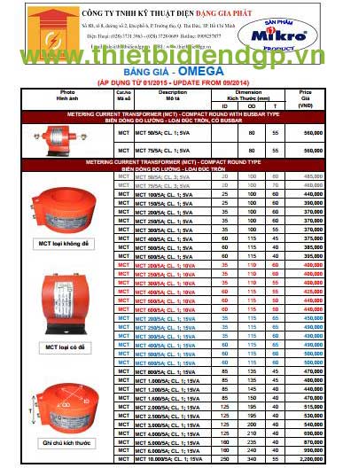 Bảng giá OMEGA - MCT - PCT Epoxy