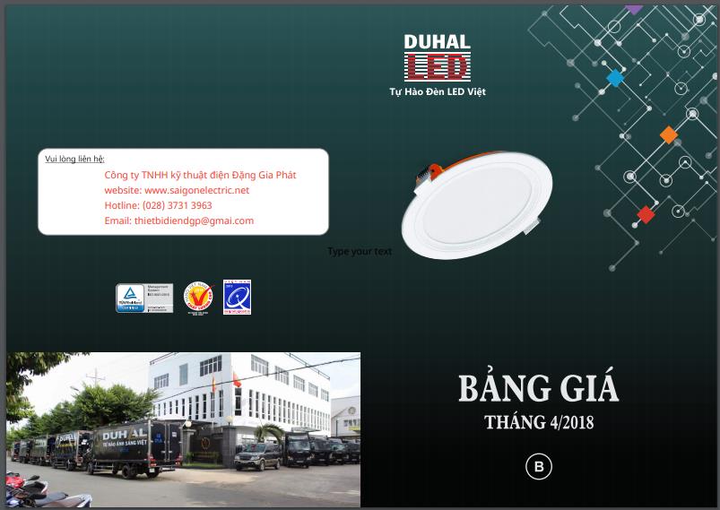 Bảng giá đèn Duhal tháng 04/ 2018