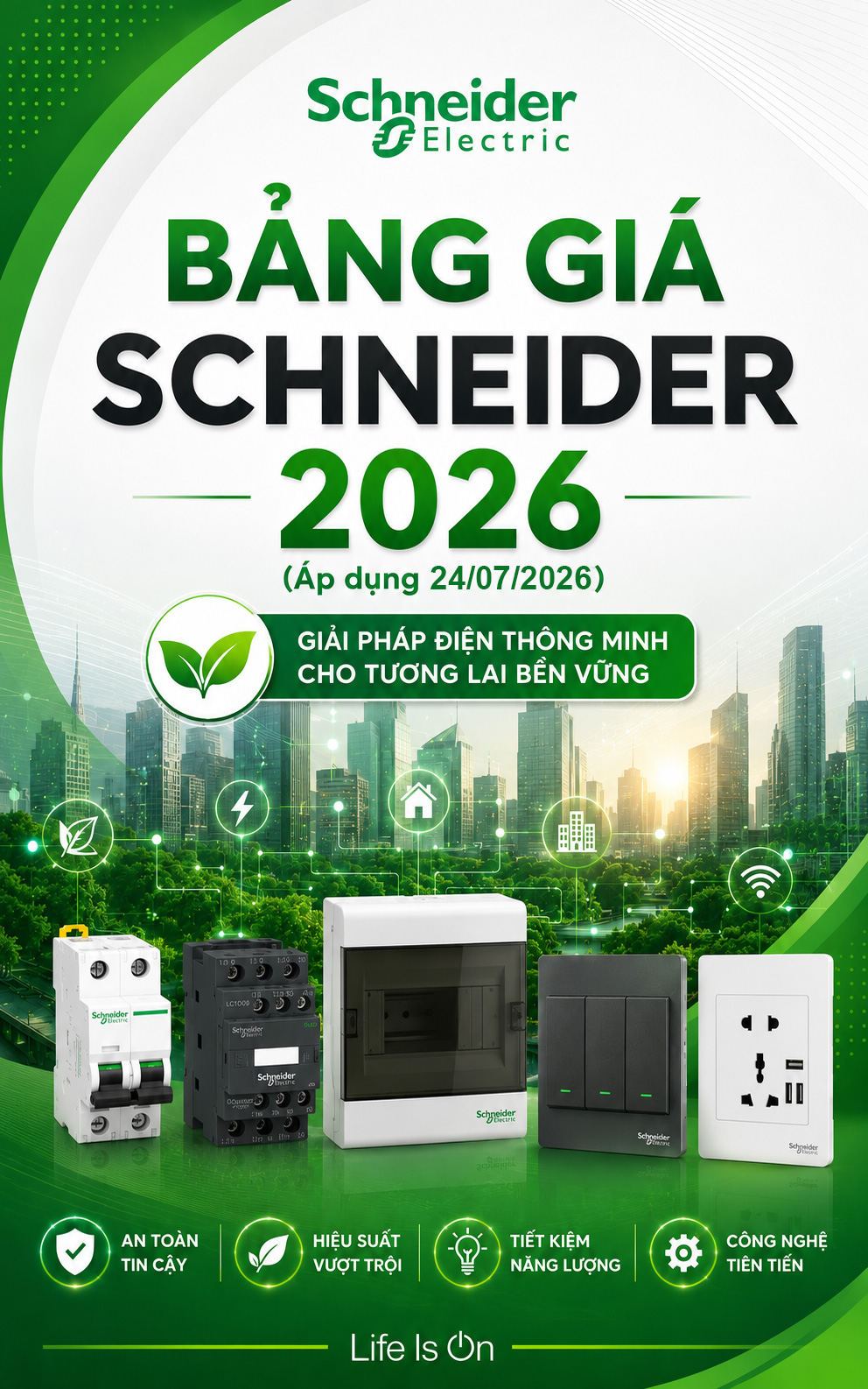 Schneider thông báo điều chỉnh giá  (áp dụng 24/07/2026)