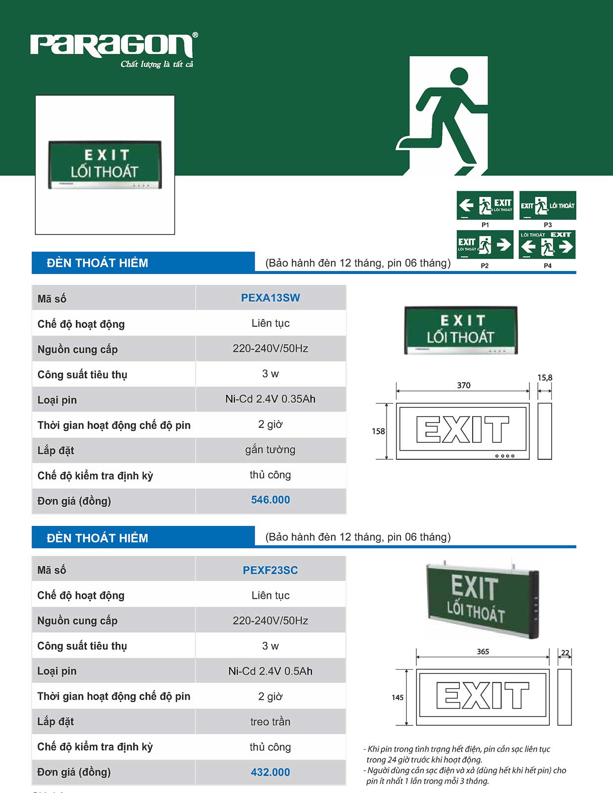 Đèn Exit và đèn khẩn cấp (Paragon)