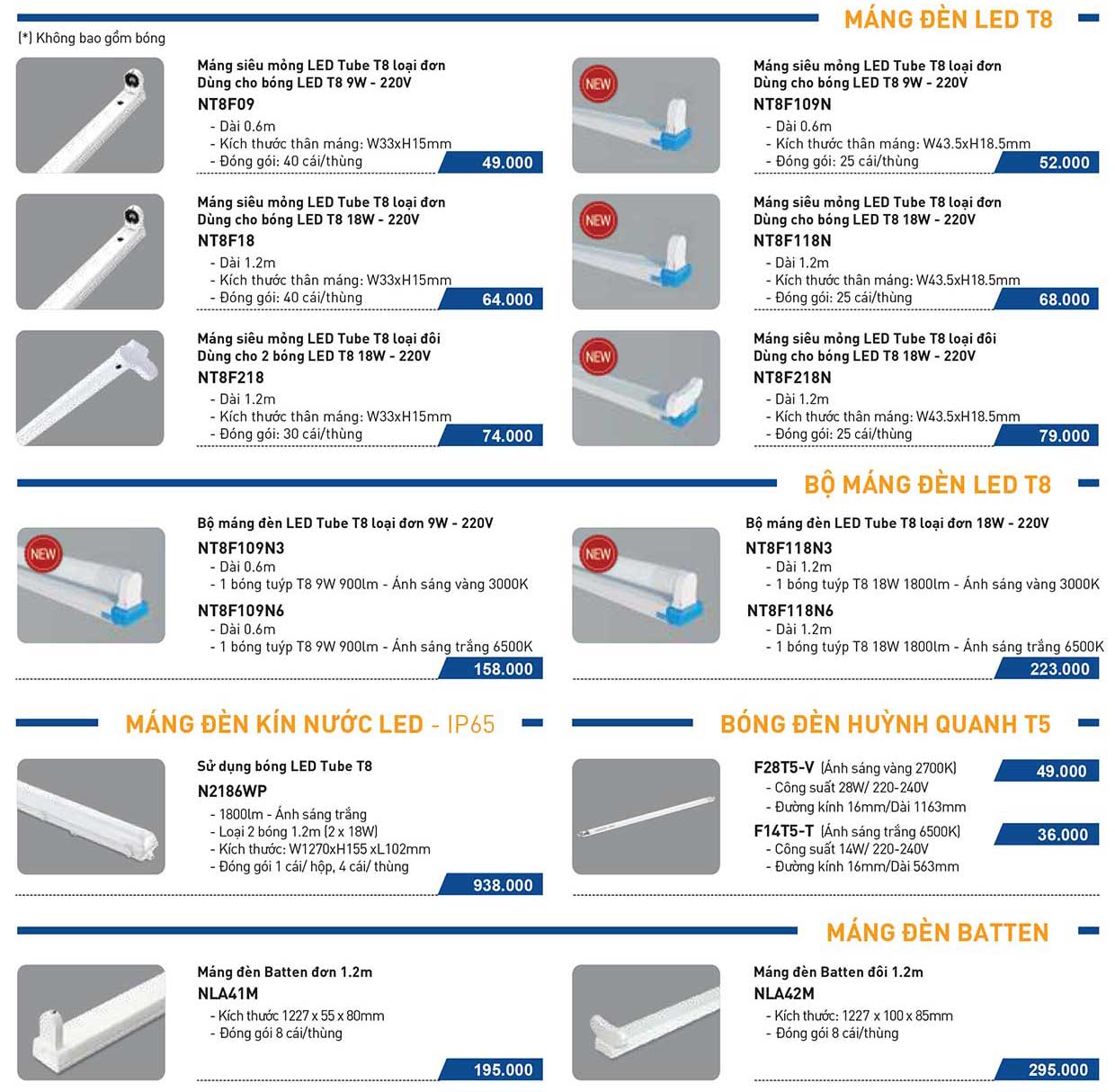 Máng Đèn & Bóng Huỳnh Quang T5 (Panasonic/Nanoco)