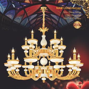 Đèn chùm nến đồng Netviet Ø1000 x H750 + 500, E14 x 18 lamp W55Kg NC 006/12+6