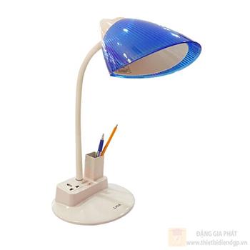 Đèn bàn khớp mềm Model có hộp đựng bút và ổ cắm đa năng LiOA 01B/BL