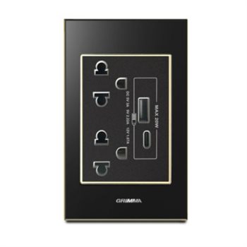 Bộ ổ cắm đôi 3 chấu + USB Type C Grimma G6GLBGSK3USB20 G6GLBGSK3USB20