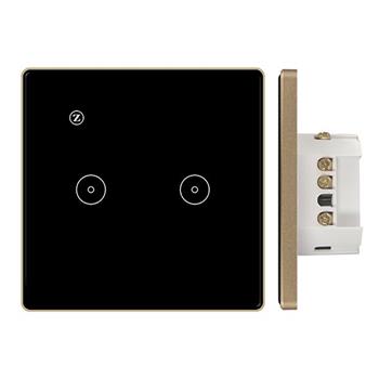 Công tắc Zigbee vuông (viền VÀNG, 2 nút + icon Z) ZB86K-02QBM(B)