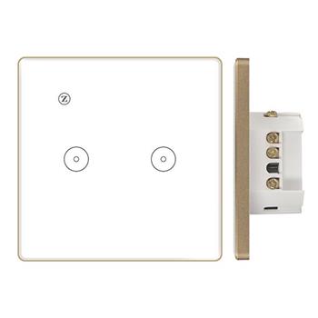 Công tắc Zigbee vuông (viền VÀNG, 2 nút + icon Z) ZB86K-02QBM(W)