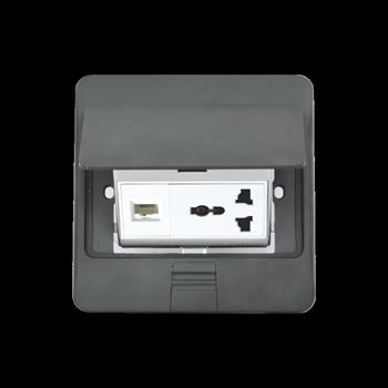 Ổ cắm âm sàn đôi Duhal đa năng + máy tính chống thấm IP44 S2V203