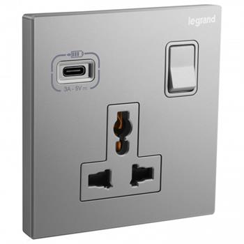 Bộ ổ cắm đôi đa năng kèm USB-C 15W Galion 282485-C3 282485-C3