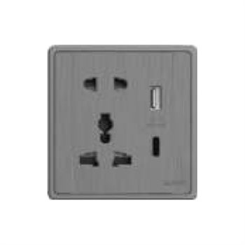 Bộ Ổ căm đa năng, ổ cắm đơn 2 chấu và 2 ổ USB MPE S7MS/USB-GY S7MS/USB-GY