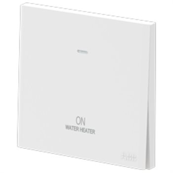 Công tắc máy nước nóng ABB Framia BC171WH 2 cực 20AX, có đèn LED, marked "Water Heater" 2TCZ211016R0070