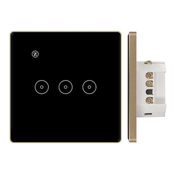 Công tắc Zigbee vuông (viền VÀNG, 3 nút + icon Z) ZB86K-03QBM(B)