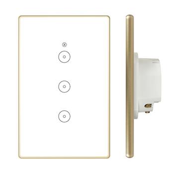 Công tắc Zigbee chữ nhật (viền VÀNG, 3 nút + icon Z) ZB120K-03QBM(W)