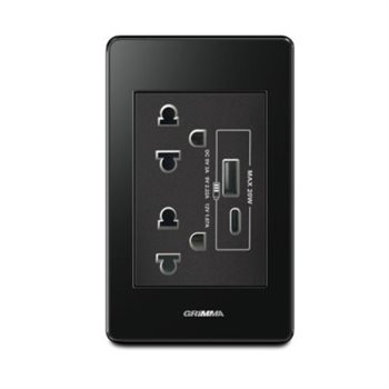 Bộ ổ cắm đôi 3 chấu + USB Type C Grimma G7ACBLSK3USB20 G7ACBLSK3USB20