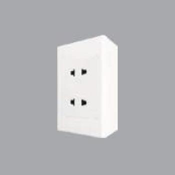 Bộ ổ cắm đơn 2 ổ cắm 2 chấu và đế nổi MPE A20B12U A20B12U
