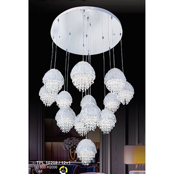 Đèn thả pha lê Sano TPL 10208/12+1 Ø800*H2000 TPL 10208/12+1