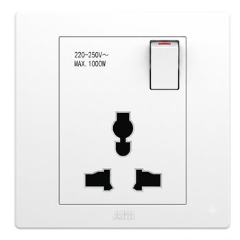 Bộ ổ cắm đơn đa năng 13A, có công tắc - ABB 4TYB502442P0103