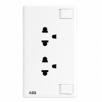 Bộ ổ cắm đôi 3 chấu 16A ABB, có công tắc tràn viền 4TYB505932P0105