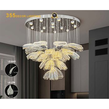 Đèn thả chao thủy tinh 355 Decor THD32 Ø800*H1500 THD32