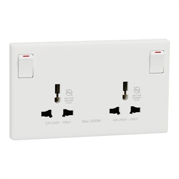 Bộ ổ cắm đôi đa năng 16A Schneider KBNT25_IS_WE có công tắc KBNT25_IS_WE
