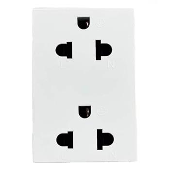 Ổ cắm 3 cực đôi Âu-Mỹ 16A-250V có màn che 3 modun 654326