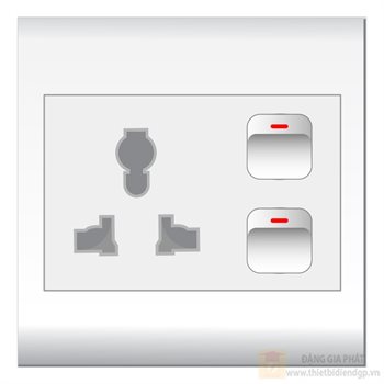 Bộ 2 Công tắc 1 chiều + 1 Ổ cắm Đa năng LiOA KH/V20S-14 (V20SDNX, E18S12M) KH/V20S-14