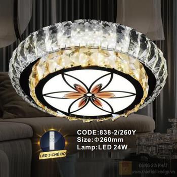 Đèn mâm pha lê Slister Ø260mm - LED 24W - 3 CĐ 838-2/260Y