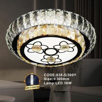 Đèn mâm pha lê Slister Ø300mm - LED 36W - 3 CĐ 838-5/300Y