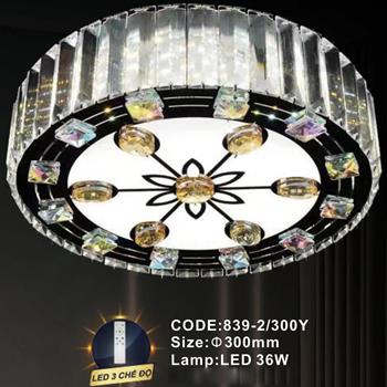 Đèn mâm pha lê Slister Ø300mm - LED 36W - 3 CĐ 839-2/300Y