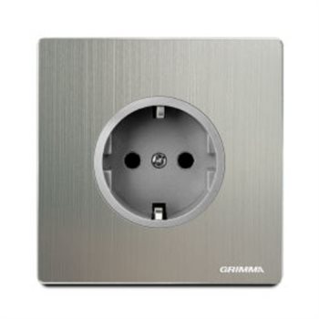 Bộ ổ cắm chân tròn chuẩn Đức Grimma G52SC mặt nhôm G52SC