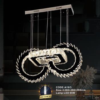Đèn treo pha lê Slister Ø280+280+280mm - LED 85W - 3 CĐ A19/3