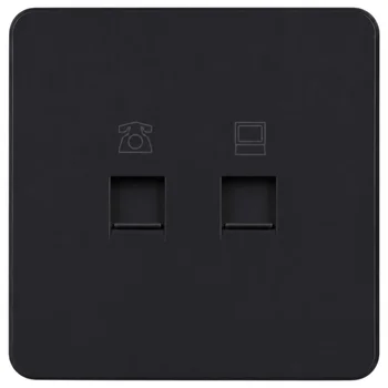 Ổ cắm điện thoại RJ11 + mạng RJ45 Cat 5e màu đen WGDT2RJRJ5KB