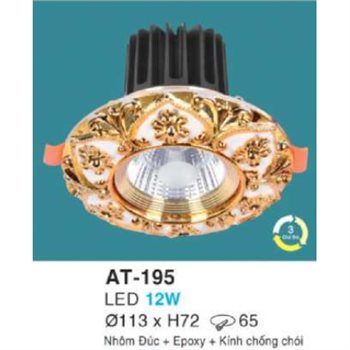 Đèn led âm trần hợp kim nhôm cao cấp HUFA Ø113*H72-12W, khoét lỗ Ø65 AT-195