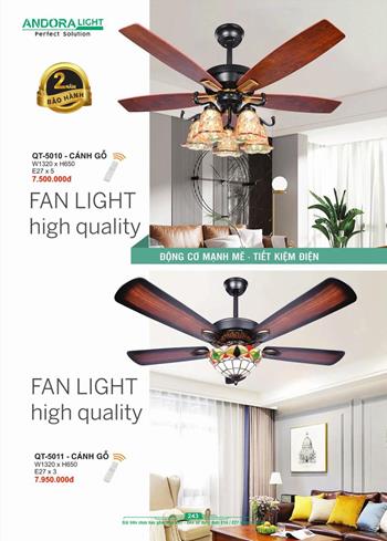Quạt đèn cánh gỗ trang trí Andora QT-5010 QT-5010