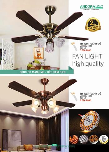 Quạt đèn cánh gỗ trang trí Andora QT-1006 QT-1006