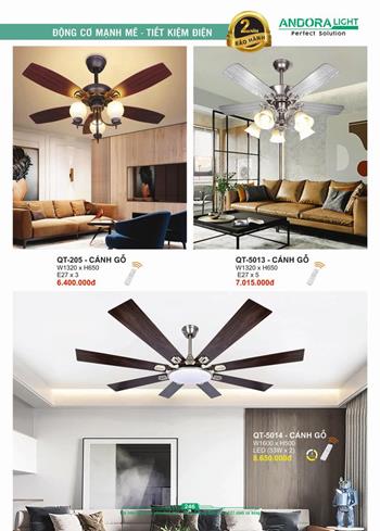 Quạt đèn cánh gỗ trang trí Andora QT-205 QT-205