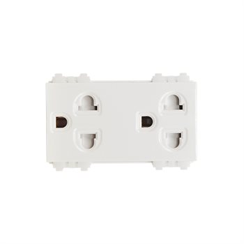 Ổ cắm đôi 3 chấu Sino SCUE2 có màn che 16A SCUE2