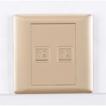 Bộ ổ cắm mạng đôi Cat 5e 8 lõi CHINT NEW7-G20502A Champagne NEW7-G20502A