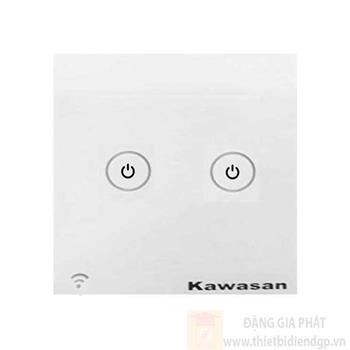 Công tắc đôi Kawasan vuông cảm ứng chạm wifi màu trắng CT2V-WIFI(W)