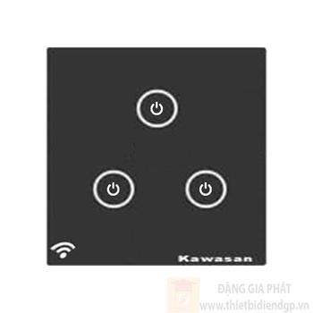 Công tắc ba Kawasan vuông cảm ứng chạm wifi màu đen CT3V-WIFI(B)