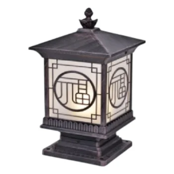 Đèn trụ cổng sắt + kiếng hufa TSV-710 Mái: Ø200 - Đế: Ø160*H400 - E27*1 TSV-710