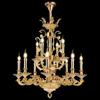 Đèn chùm nến hợp kim + Xi mạ + Đá Euroto Ø750*H780 +500 - E14*12 + LED C-498/12