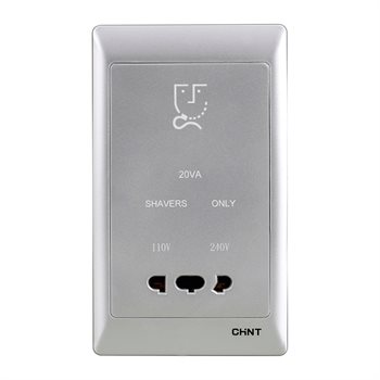 Bộ ổ cắm dao cạo râu CHINT NEW7-301/CS Silver 110V/240V (size 1) NEW7-301/CS