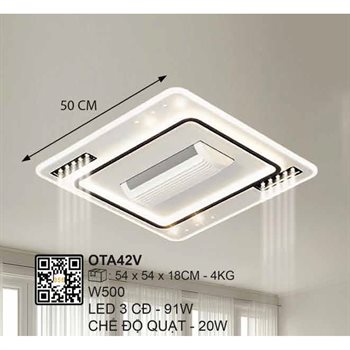 Đèn quạt ốp trần 355 Decor OTA42V W500 OTA42V
