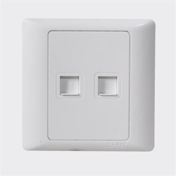 Bộ ổ cắm điện thoại 4 lõi, ổ cắm mạng Cat 6 8 lõi CHINT NEW7-G20910A White NEW7-G20910A