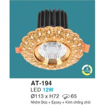 Đèn led âm trần hợp kim nhôm cao cấp HUFA Ø113*H72-12W, khoét lỗ Ø65 AT-194